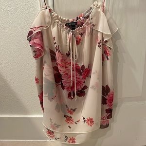 Express strappy floral pink and white blouse top